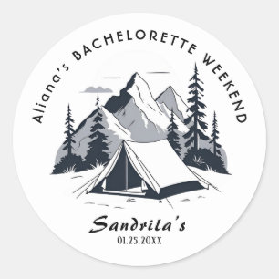 Einfacher Camping-Wochenende-Junggesellinnenabschi Runder Aufkleber