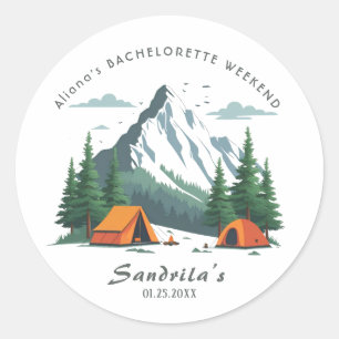 Einfacher Camping-Wochenende-Junggesellinnenabschi Runder Aufkleber