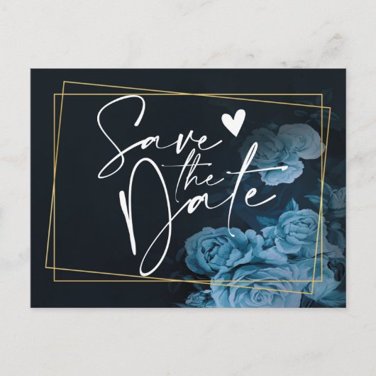 Einfacher Chic Gold Geometric Frame Save the Date Ankündigungspostkarte (Vorderseite)