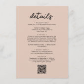 Einfacher Chic Script QR Code Hochzeitsdetails Begleitkarte (Vorderseite)