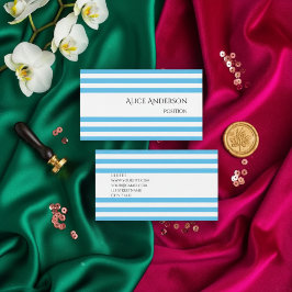 Einfacher Chick Blue Stripes geometrischer Chic Visitenkarte