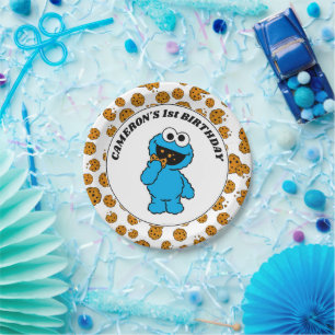 Einfacher Cookie-Monster 1. Geburtstag Pappteller