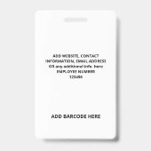 EINFACHER CUSTOM-MITARBEITER-NUMMER-FOTO-BAR-CODE- AUSWEIS (Rückseite)