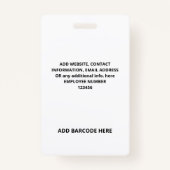 EINFACHER CUSTOM-MITARBEITER-NUMMER-FOTO-BAR-CODE- AUSWEIS (Rückseite)