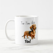 Einfacher Dachshund Browns 'Teezeit' personalisier Kaffeetasse (Links)