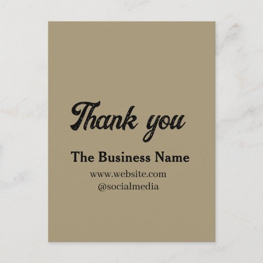 Einfacher Dank mit Geschäftsnamensdetails Text t Postkarte (Vorderseite)