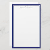 Einfacher DIY Frame White Personalisiert Navy Briefpapier (Vorne/Hinten)