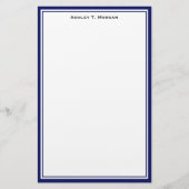 Einfacher DIY Frame White Personalisiert Navy Briefpapier (Vorderseite)