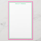 Einfacher DIY Rahmen & BG, Hot Pink Emerald White Briefpapier (Vorderseite)