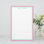 Einfacher DIY Rahmen & BG, Hot Pink Emerald White Briefpapier (Stehend Vorderseite)