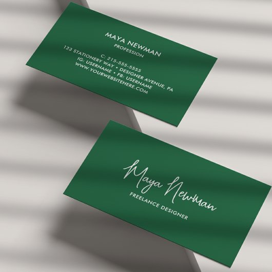 EINFACHER DUNKER GRÜNE UNTERSCHRIFT NAME BERUFLICH VISITENKARTE