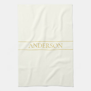 Einfacher Eleganter Anpassbarer Text Gold Beige Geschirrtuch