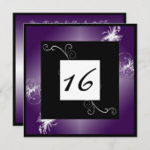Einfacher eleganter Bonbon 16 laden ein (lila) Einladung (Vorne/Hinten)