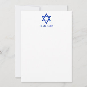 Einfacher Eleganter Davidstern #3 Familienname Mitteilungskarte