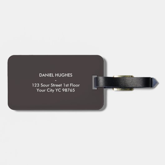 Einfacher eleganter dunkelgrauer gepäckanhänger (Rückseite horizontal)
