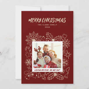 Einfacher eleganter Familien-Fotorahmen 1 in Dunke Feiertagskarte