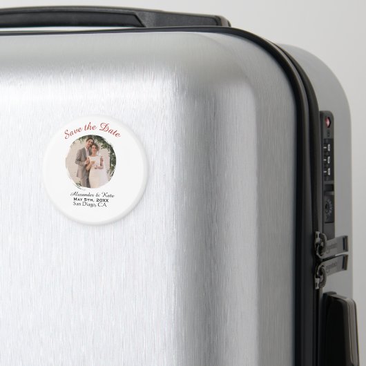Einfacher Eleganter Foto-Save-the-Date-Magnet Magnet (In Situ (Gepäck))
