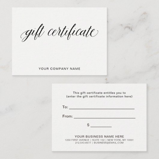 Einfacher eleganter Geschenkgutschein der Rabattkarte (Vorne/Hinten)