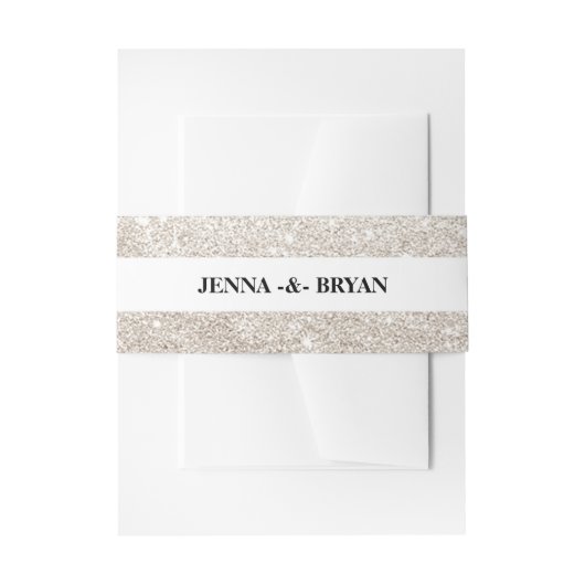 Einfacher eleganter Glitzer-beige u. weißes Einladungsbanderole (Vorderseite Beispiel)
