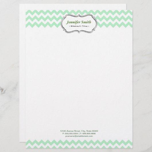 Einfacher eleganter grüner Zickzack Zickzack Briefkopf (Vorne/Hinten)