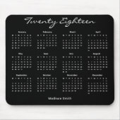 Einfacher eleganter Kalender des Schwarz-2018 Mousepad (Vorne)