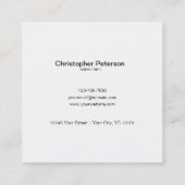 Einfacher eleganter klassischer Schwarzweiss-QR Quadratische Visitenkarte (Rückseite)