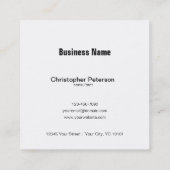 Einfacher eleganter klassischer Schwarzweiss-QR Quadratische Visitenkarte (Rückseite)