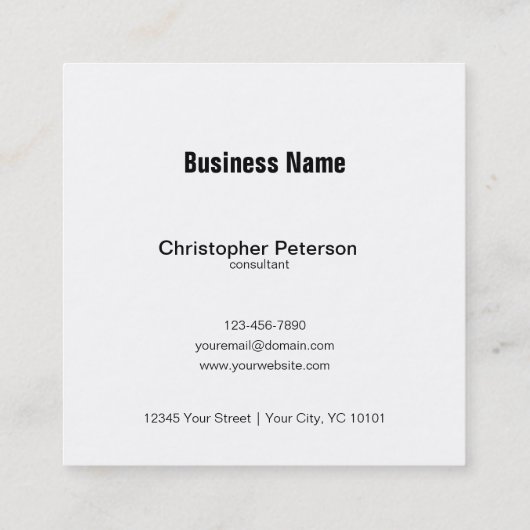 Einfacher eleganter klassischer Schwarzweiss-QR Quadratische Visitenkarte (Rückseite)