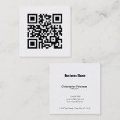 Einfacher eleganter klassischer Schwarzweiss-QR Quadratische Visitenkarte (Vorne/Hinten)