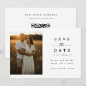 Einfacher Eleganter Moderner Foto-Hochzeits-QR-Cod Save The Date (Vorne/Hinten)