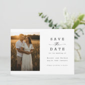 Einfacher Eleganter Moderner Hochzeitsfoto-QR-Code Save The Date (Stehend Vorderseite)