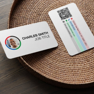 Einfacher Eleganter Professioneller Bunter Foto-QR Visitenkarte