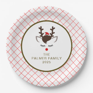 Einfacher Eleganter Rentiere Weihnachten Familienn Pappteller