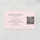 Einfacher eleganter rosa Schleifen-QR-Code Visitenkarte (Rückseite)