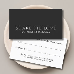 Einfacher Eleganter Schwarz-Weiß-Frisiersalon Empfehlungskarte