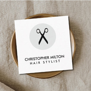 Einfacher Eleganter Schwarz Weiß Haarstylist Quadratische Visitenkarte