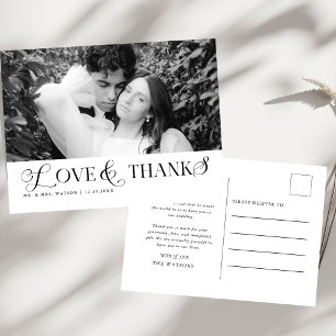Einfacher Eleganter Text und Foto Danke Hochzeit P Postkarte