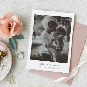 Einfacher Eleganter Text und Foto Hochzeit Save The Date