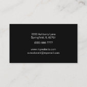 Einfacher eleganter Türkis und Schwarzes Visitenkarte (Rückseite)