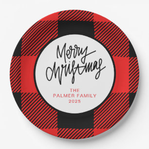 Einfacher Eleganter Weihnachtsfamilienname Pappteller