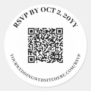 Einfacher Eleganter Weißer RSVP Online QR-Code Runder Aufkleber
