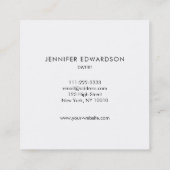 Einfacher eleganter weißes Goldmarmor beruflich Quadratische Visitenkarte (Rückseite)