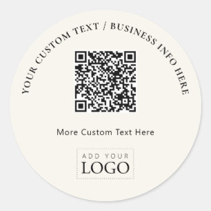 Einfacher Elfenbein-Geschäftslogo-QR-Code Werbeart Runder Aufkleber