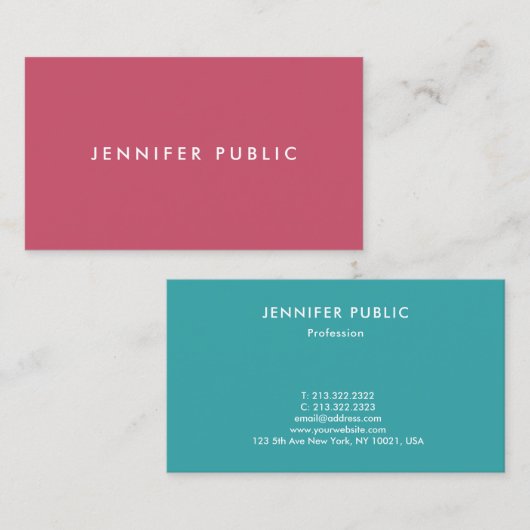 Einfacher Entwurfs-Schablonen-Trend färbt Visitenkarte (Vorne/Hinten)