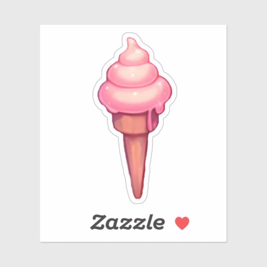 Einfacher Erdbeereis Aufkleber (Blatt)