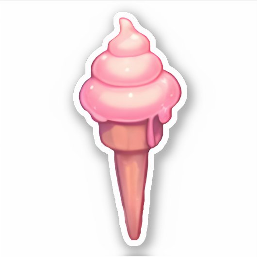 Einfacher Erdbeereis Aufkleber (Vorderseite)