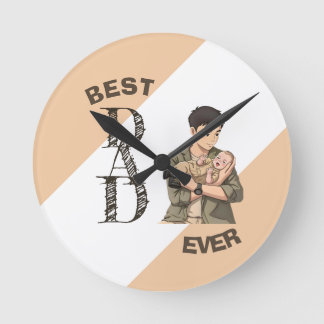 Einfacher erster Vatertag im Anime-Stil Runde Wanduhr