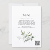 Einfacher Eukalyptus-Grün-Hochzeits-QR-Code-RSVP Einladung (Rückseite)