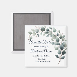 Einfacher Eukalyptus Hochzeit Save-the-Date Magnet