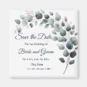 Einfacher Eukalyptus Hochzeit Save-the-Date Magnet (Vorne)